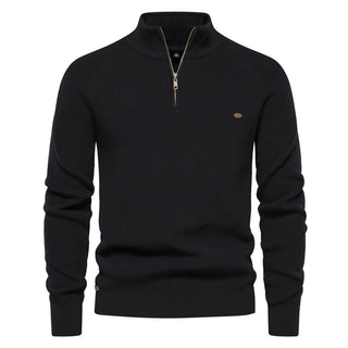 CORVANI | PULL DEMI-ZIP EN MAILLE CÔTELÉE PIERRE HOMME