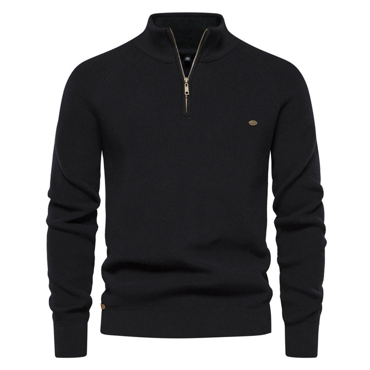 CORVANI | PULL DEMI-ZIP EN MAILLE CÔTELÉE PIERRE HOMME