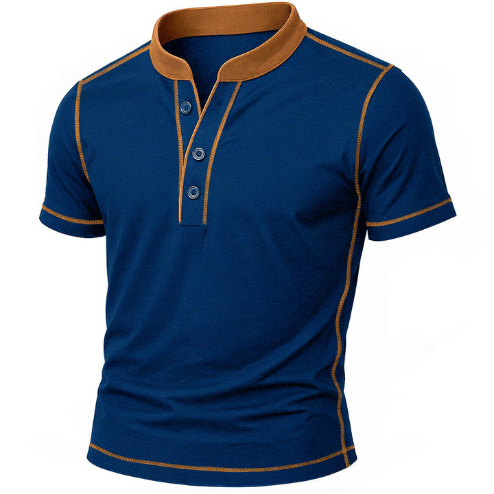 CORVANI | CHEMISE HENLEY MATHIEU À BORD CONTRASTÉ HOMME