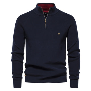 CORVANI | PULL DEMI-ZIP EN MAILLE CÔTELÉE PIERRE HOMME