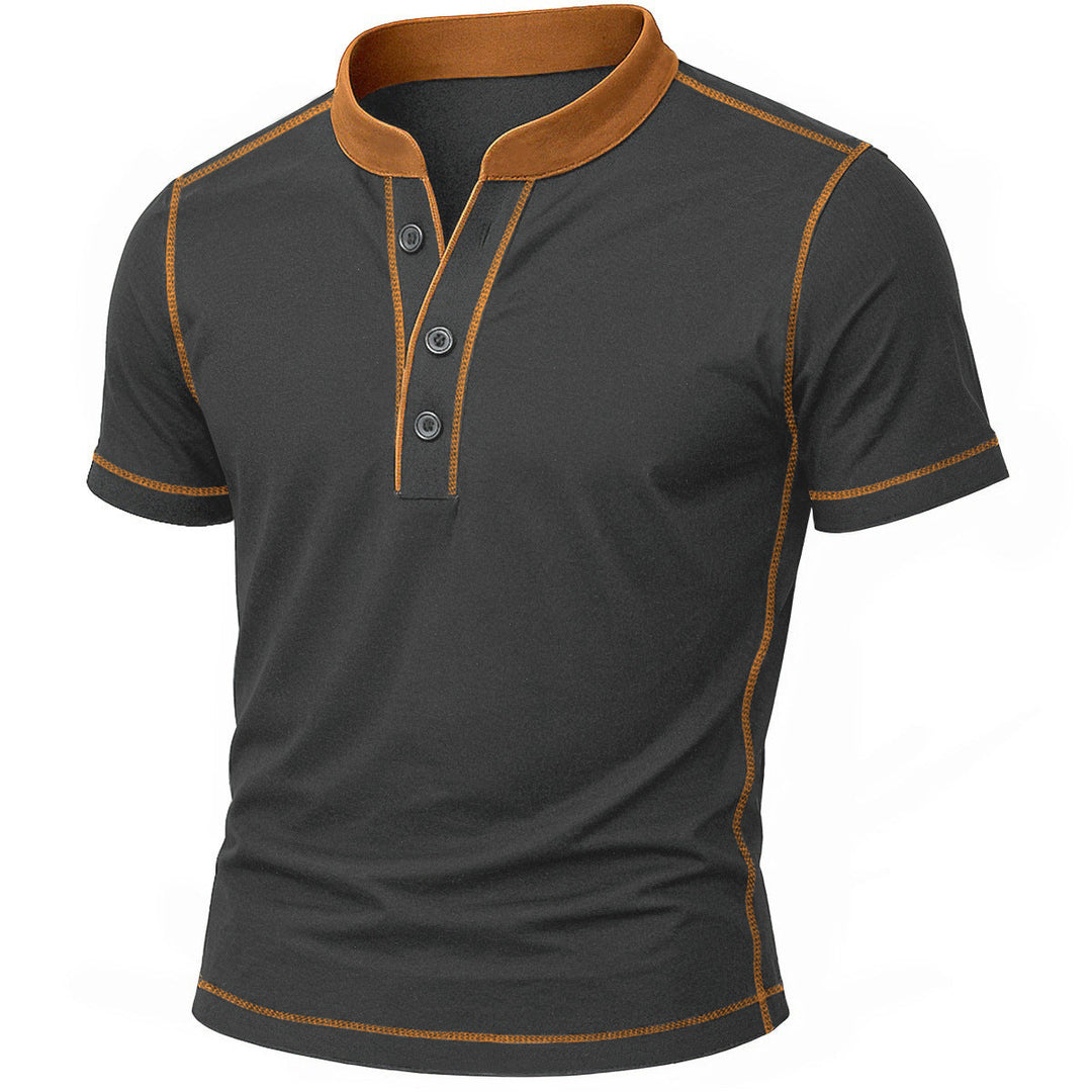 CORVANI | CHEMISE HENLEY MATHIEU À BORD CONTRASTÉ HOMME