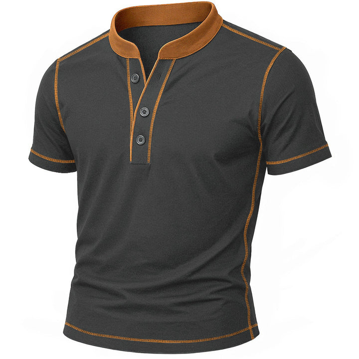 CORVANI | CHEMISE HENLEY MATHIEU À BORD CONTRASTÉ HOMME