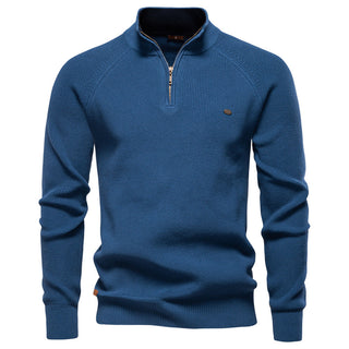 CORVANI | PULL DEMI-ZIP EN MAILLE CÔTELÉE PIERRE HOMME