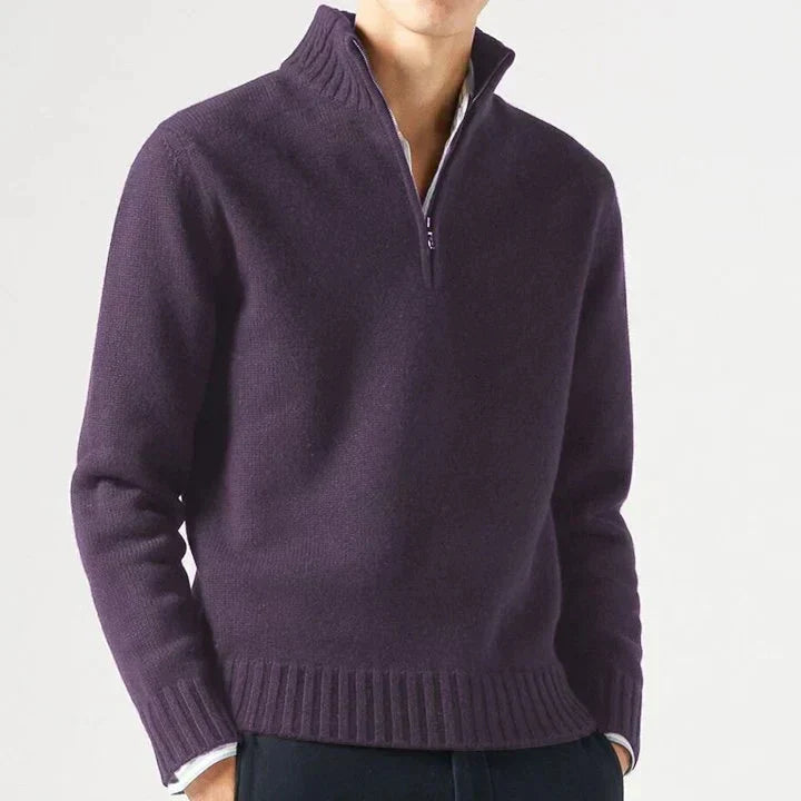 CORVANI | DOLCEVITA EN LAINE ZIPPÉ MARIN HOMME