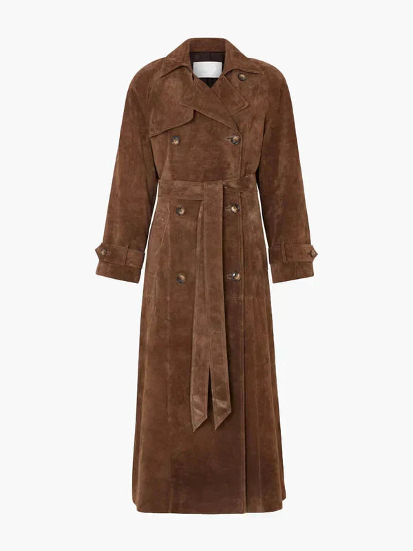 CORVANI | TRENCH EN DAIM DOUX CÉLESTE FEMME