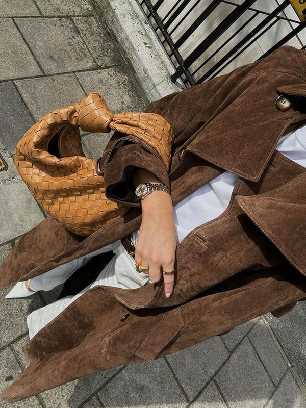 CORVANI | TRENCH EN DAIM DOUX CÉLESTE FEMME