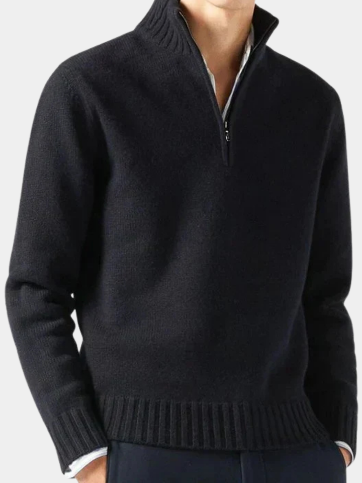 CORVANI | DOLCEVITA EN LAINE ZIPPÉ MARIN HOMME