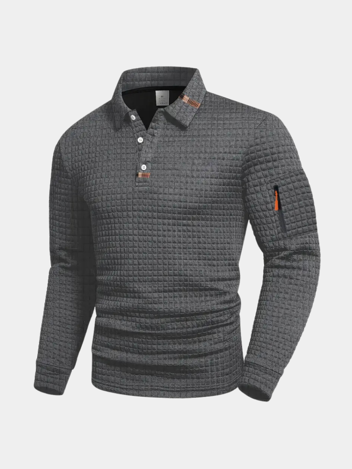 CORVANI | POLO TEXTURÉ À MANCHES LONGUES JÉRÔME HOMME