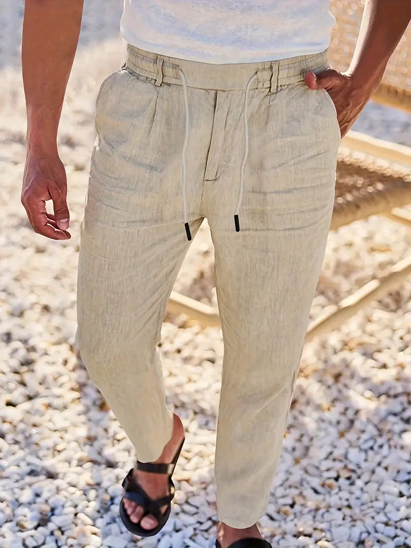 CORVANI | PANTALON LARGE EN LIN À CORDON GUILHEM HOMME