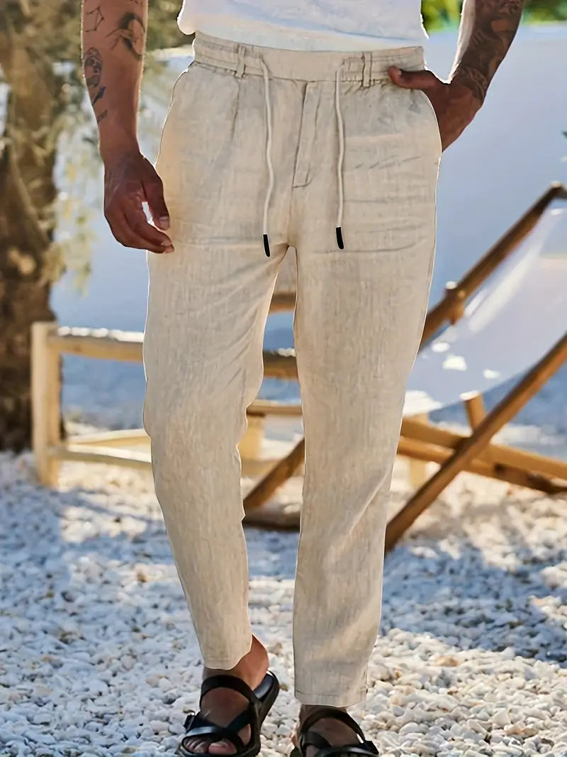 CORVANI | PANTALON LARGE EN LIN À CORDON GUILHEM HOMME