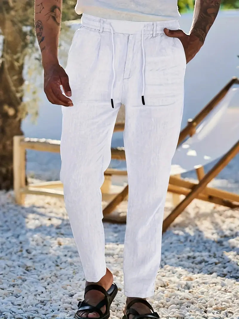 CORVANI | PANTALON LARGE EN LIN À CORDON GUILHEM HOMME