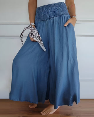 CORVANI | PANTALON LARGE À TAILLE SMOCKÉE FLORENCE FEMME