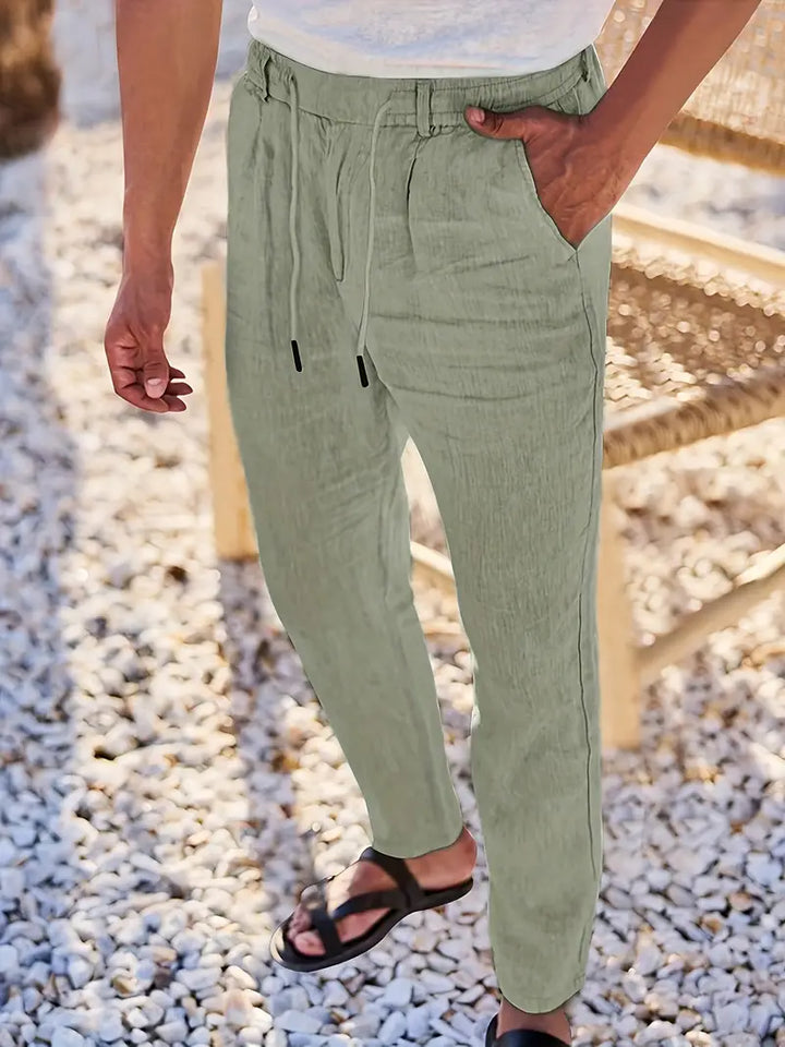 CORVANI | PANTALON LARGE EN LIN À CORDON GUILHEM HOMME