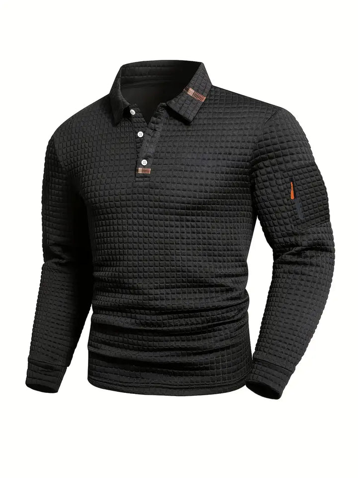 CORVANI | POLO TEXTURÉ À MANCHES LONGUES JÉRÔME HOMME