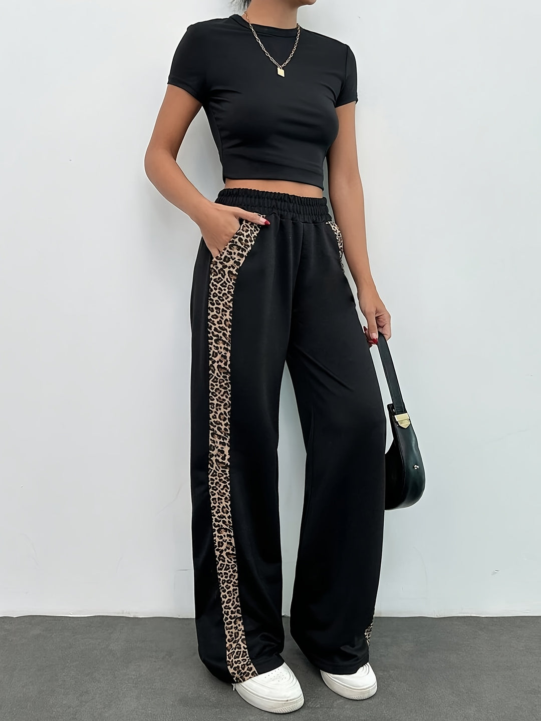 CORVANI | PANTALON DE JOGGING LÉOPARD BICOLORE LÉOPOLDINE FEMME