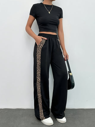 CORVANI | PANTALON DE JOGGING LÉOPARD BICOLORE LÉOPOLDINE FEMME