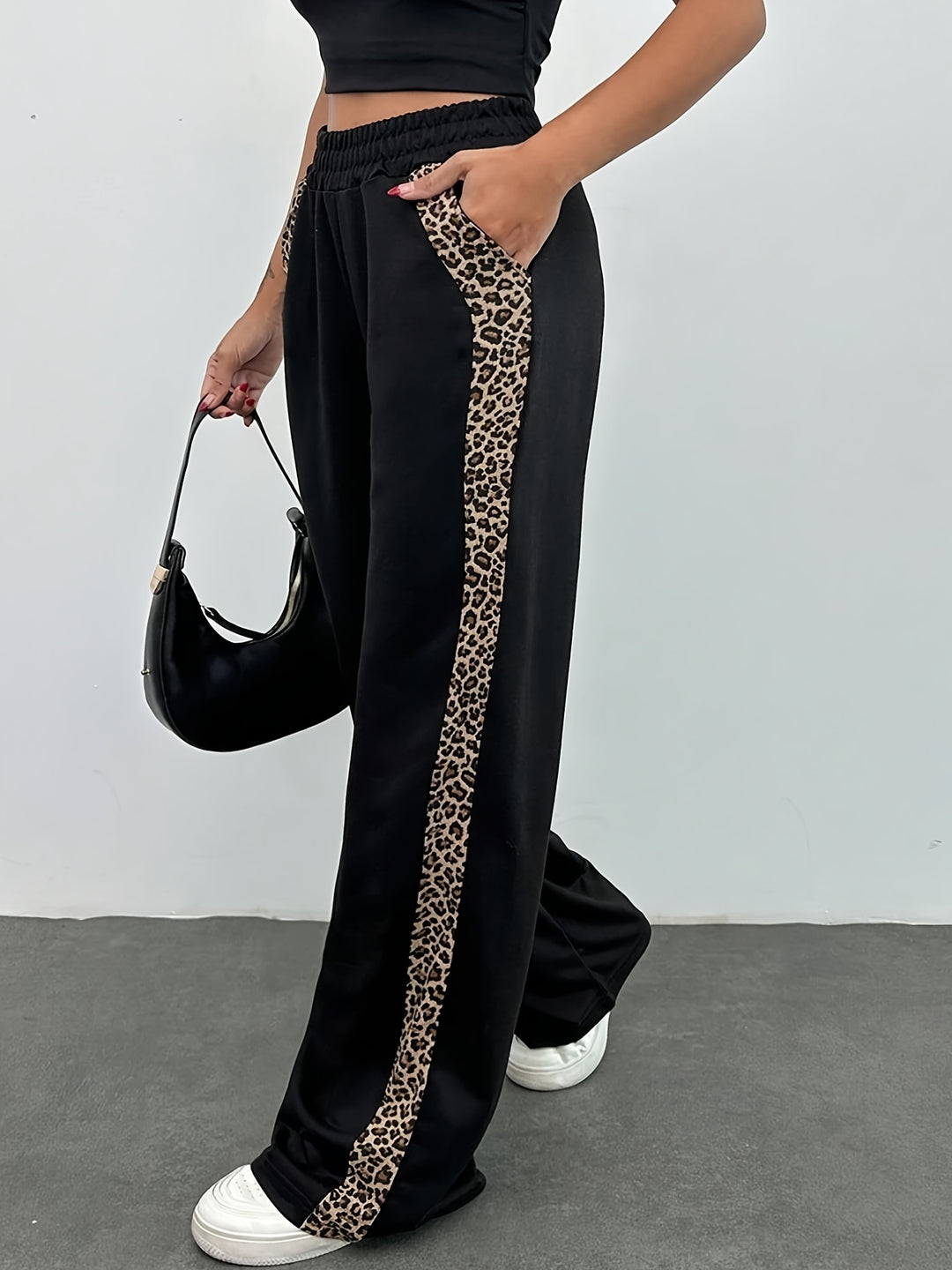 CORVANI | PANTALON DE JOGGING LÉOPARD BICOLORE LÉOPOLDINE FEMME