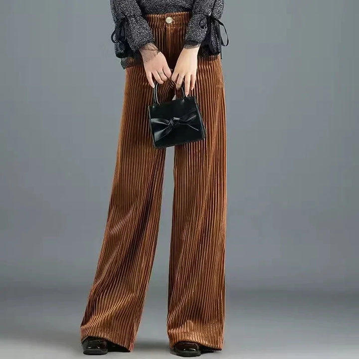 CORVANI | PANTALON TAILLE HAUTE EN VELOURS TRICOTÉ GENEVIÈVE FEMME