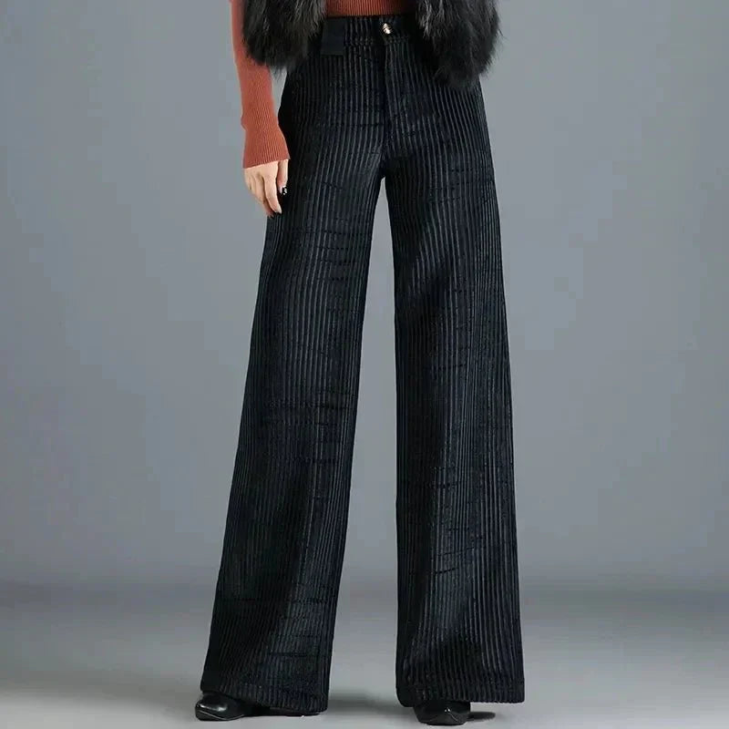 CORVANI | PANTALON TAILLE HAUTE EN VELOURS TRICOTÉ GENEVIÈVE FEMME