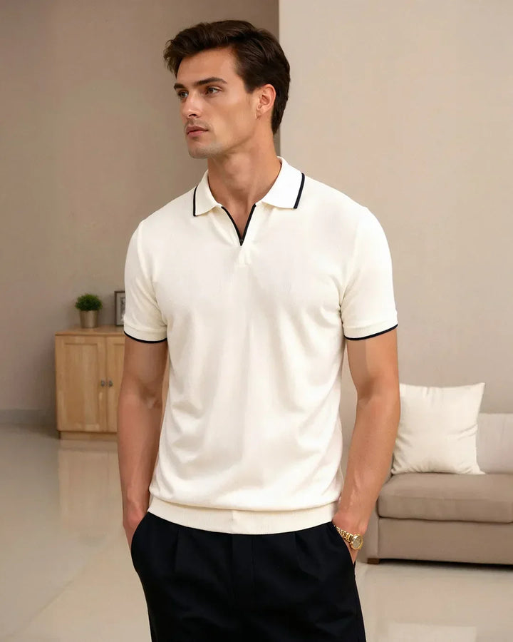 CORVANI | POLO PIQUÉ BASILE À DÉTAILS CONTRASTÉS HOMME