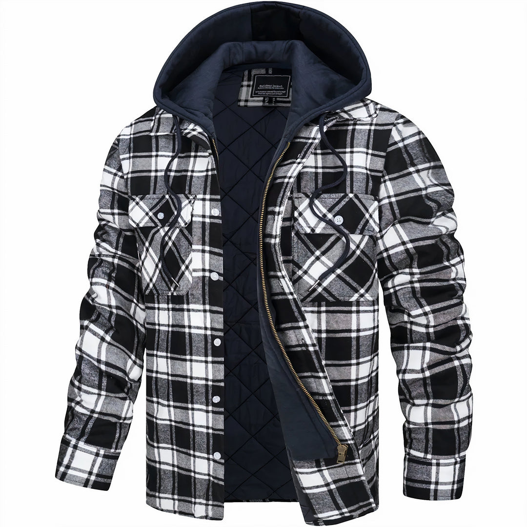 CORVANI | VESTE À CARREAUX MAËL À CAPUCHE HOMME