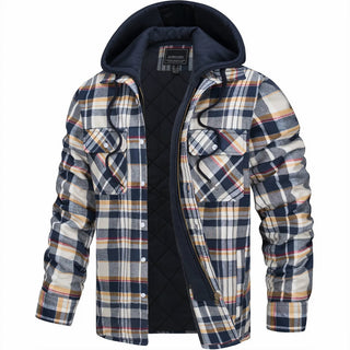 CORVANI | VESTE À CARREAUX MAËL À CAPUCHE HOMME