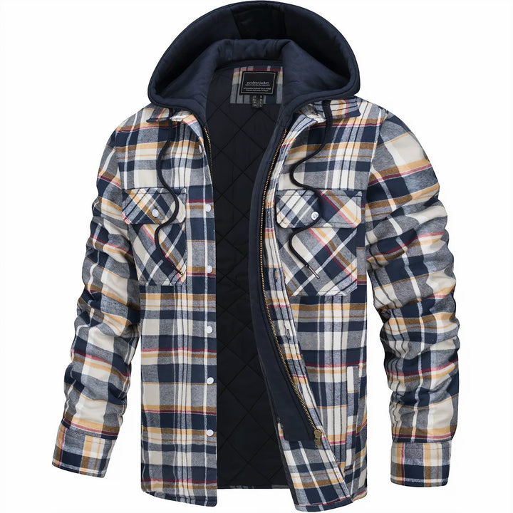 CORVANI | VESTE À CARREAUX MAËL À CAPUCHE HOMME