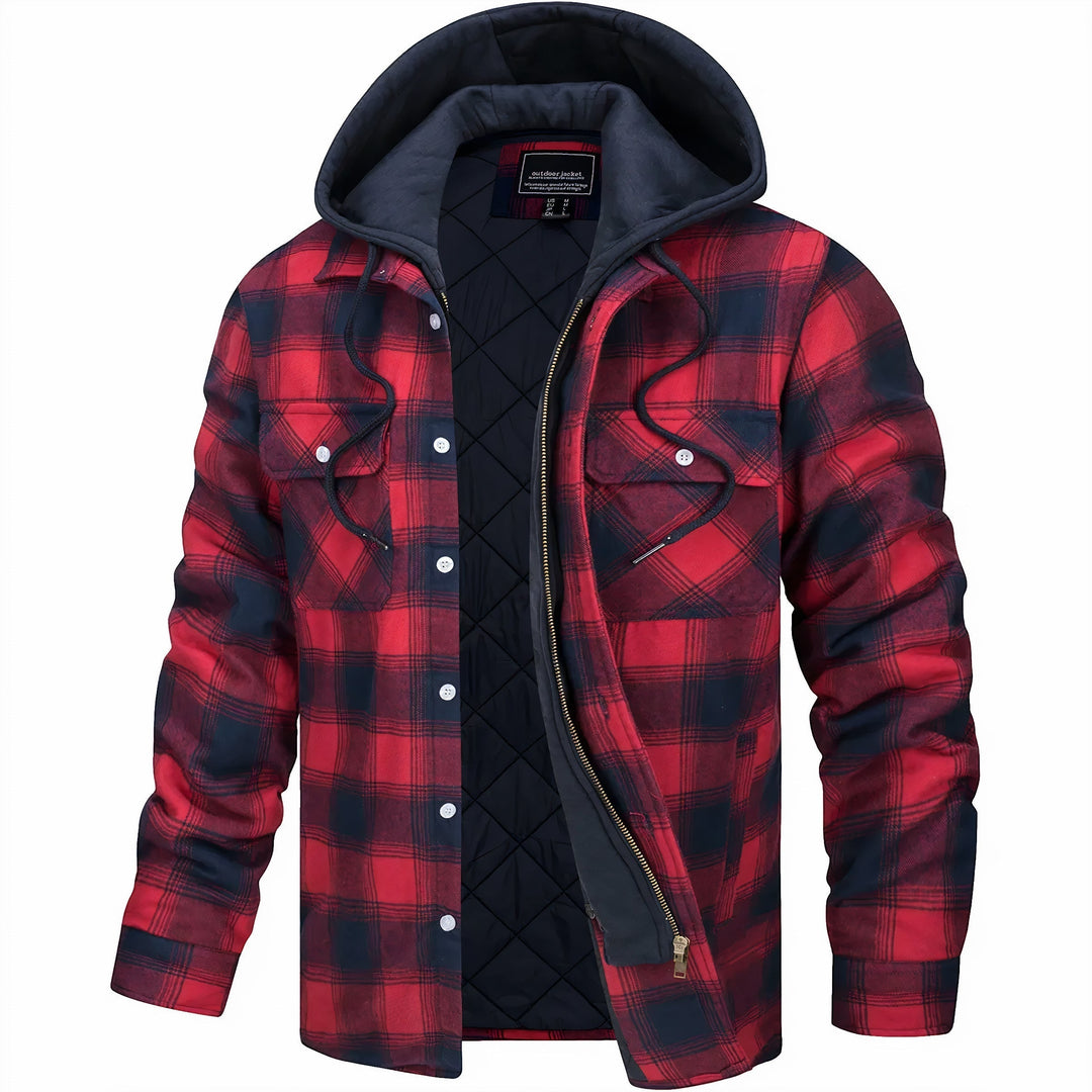 CORVANI | VESTE À CARREAUX MAËL À CAPUCHE HOMME