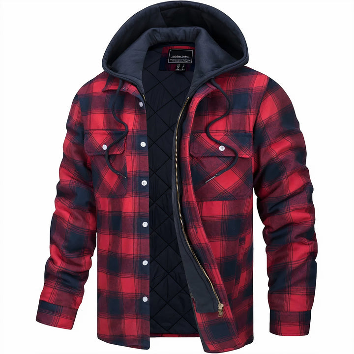 CORVANI | VESTE À CARREAUX MAËL À CAPUCHE HOMME
