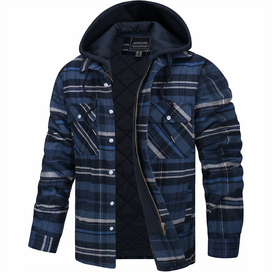 CORVANI | VESTE À CARREAUX MAËL À CAPUCHE HOMME