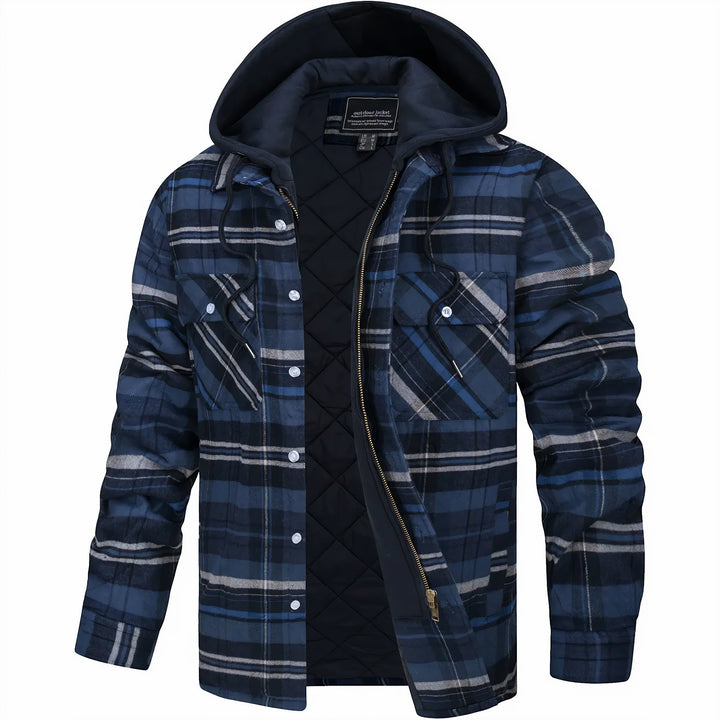 CORVANI | VESTE À CARREAUX MAËL À CAPUCHE HOMME