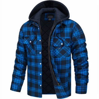 CORVANI | VESTE À CARREAUX MAËL À CAPUCHE HOMME
